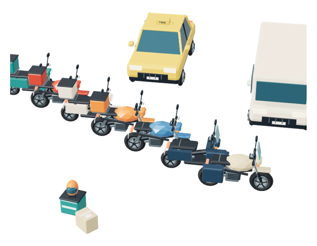 Motorcycles & Traffic preview render