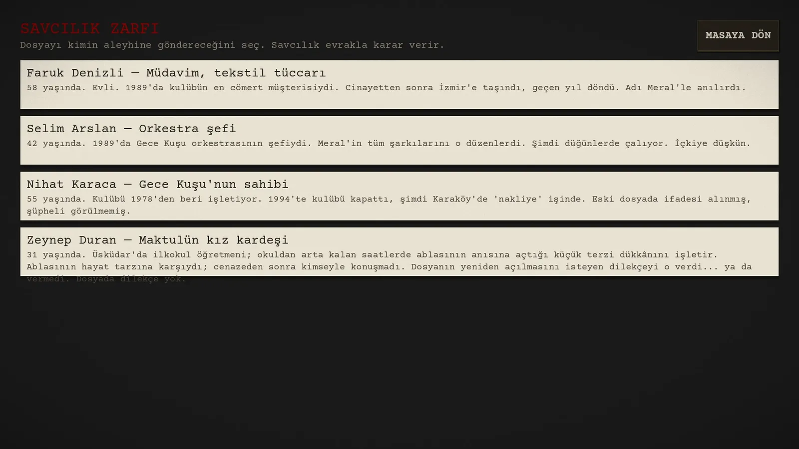 Motive savcılık zarfı